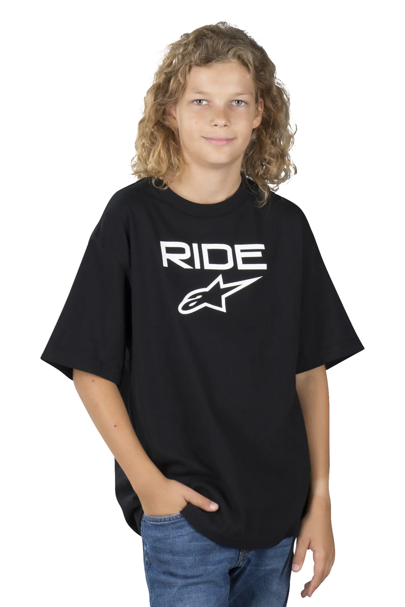 CAMISETA ALPINESTARS RIDE 2.0 NIñO NEGROBLANCO