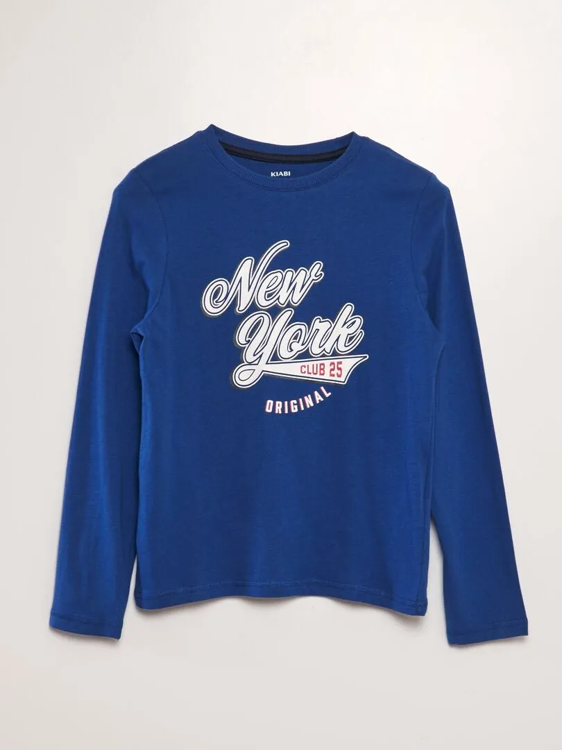 CAMISETA DE ALGODóN DE MANGA LARGA  AZUL