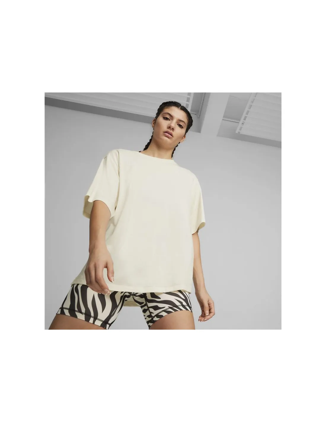Camiseta de Fitness Puma Animal Remix Boyfriend Mujer Beige