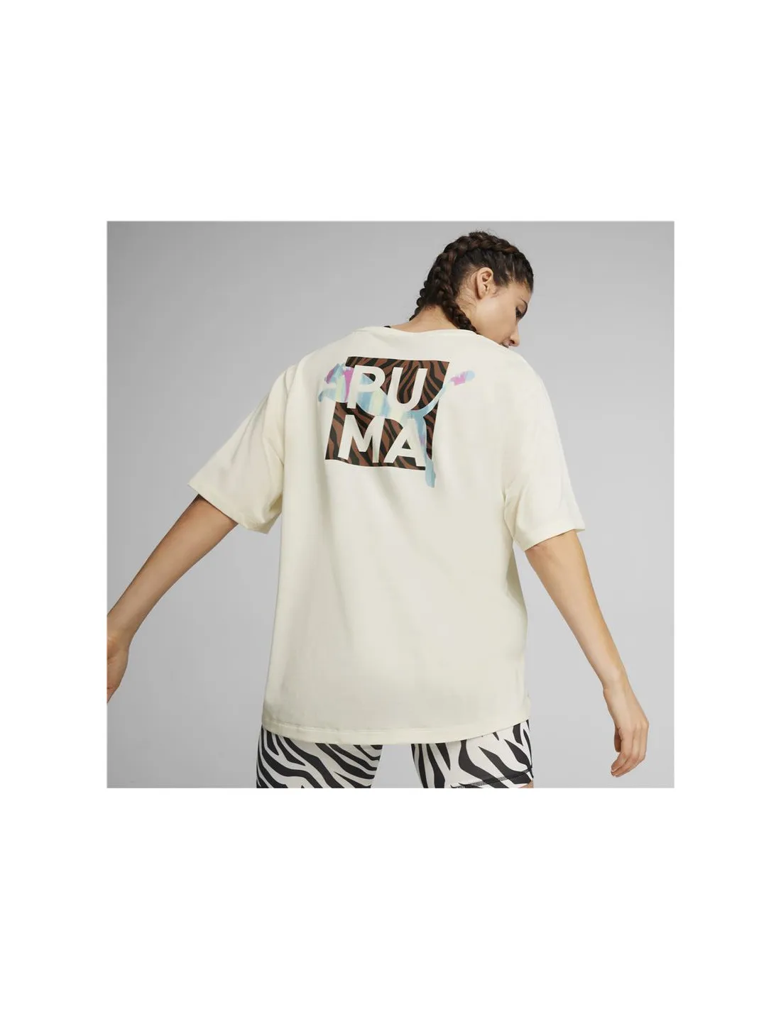 Camiseta de Fitness Puma Animal Remix Boyfriend Mujer Beige