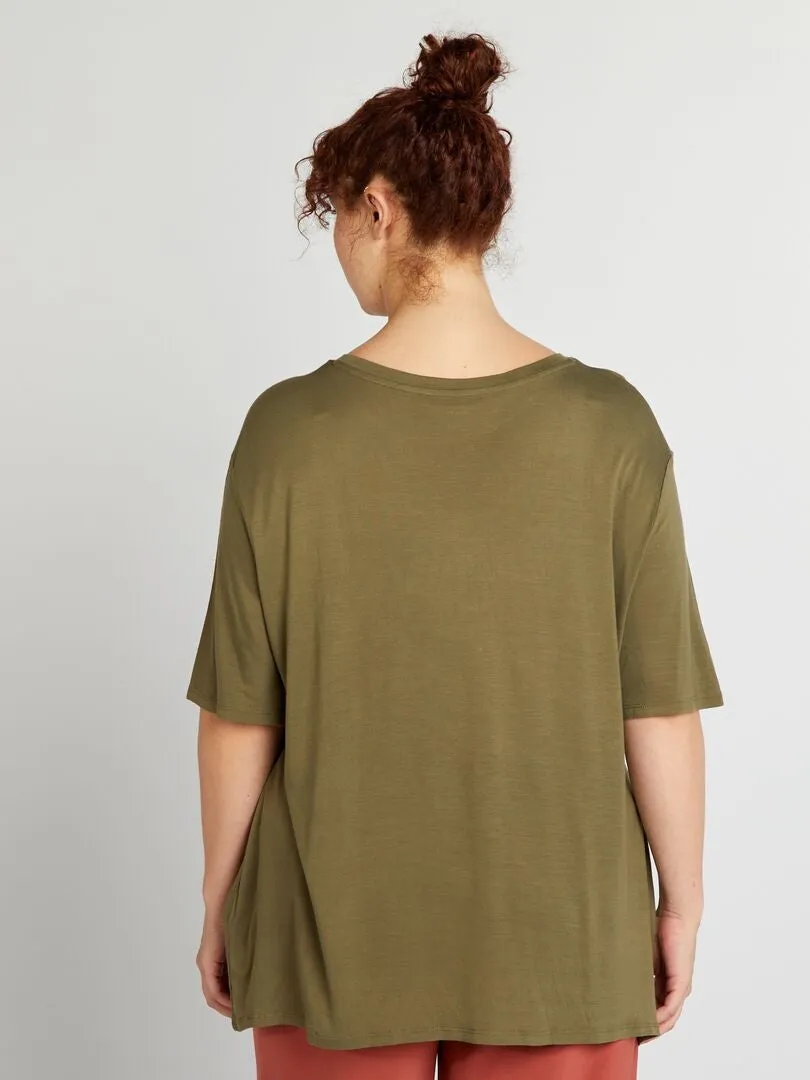 CAMISETA DE PUNTO DE MANGA CORTA  KAKI