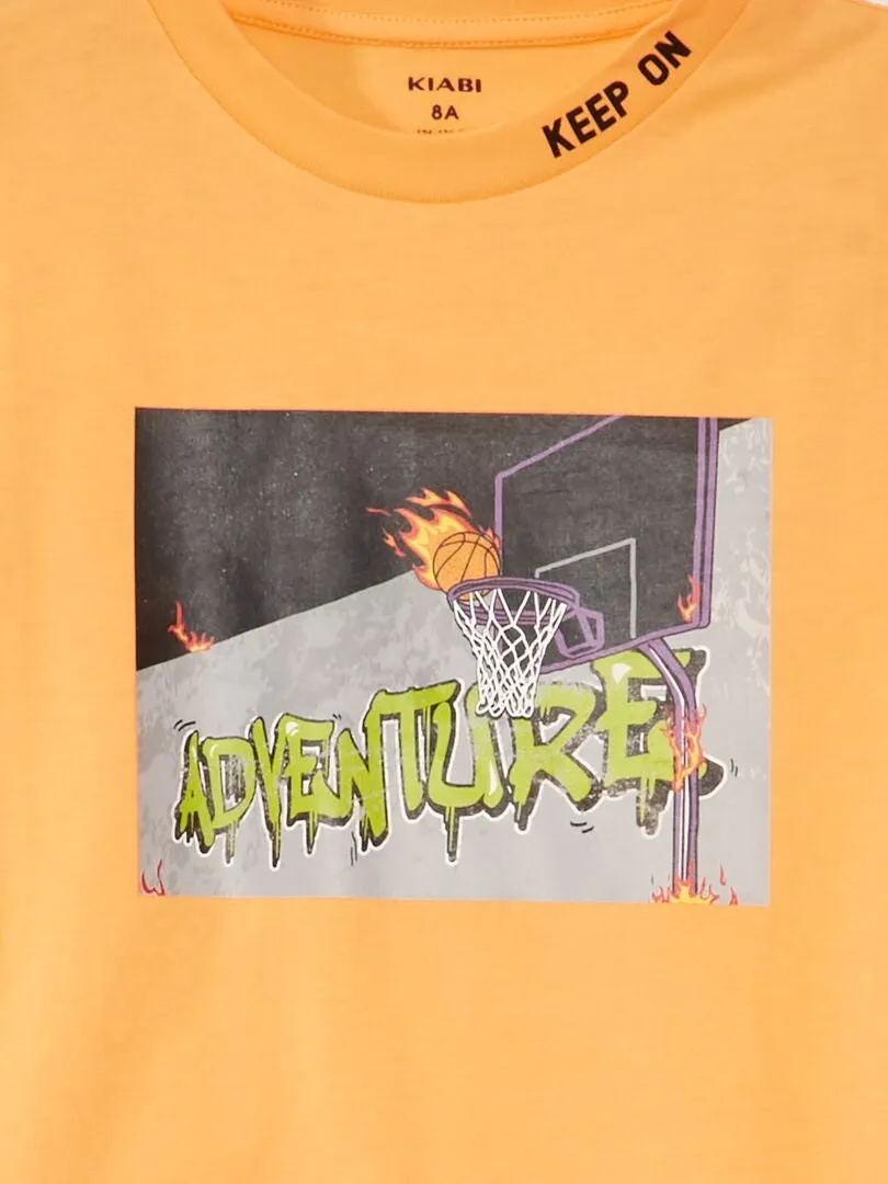 CAMISETA DE PUNTO DE MANGA CORTA 'TENIS'  NARANJA