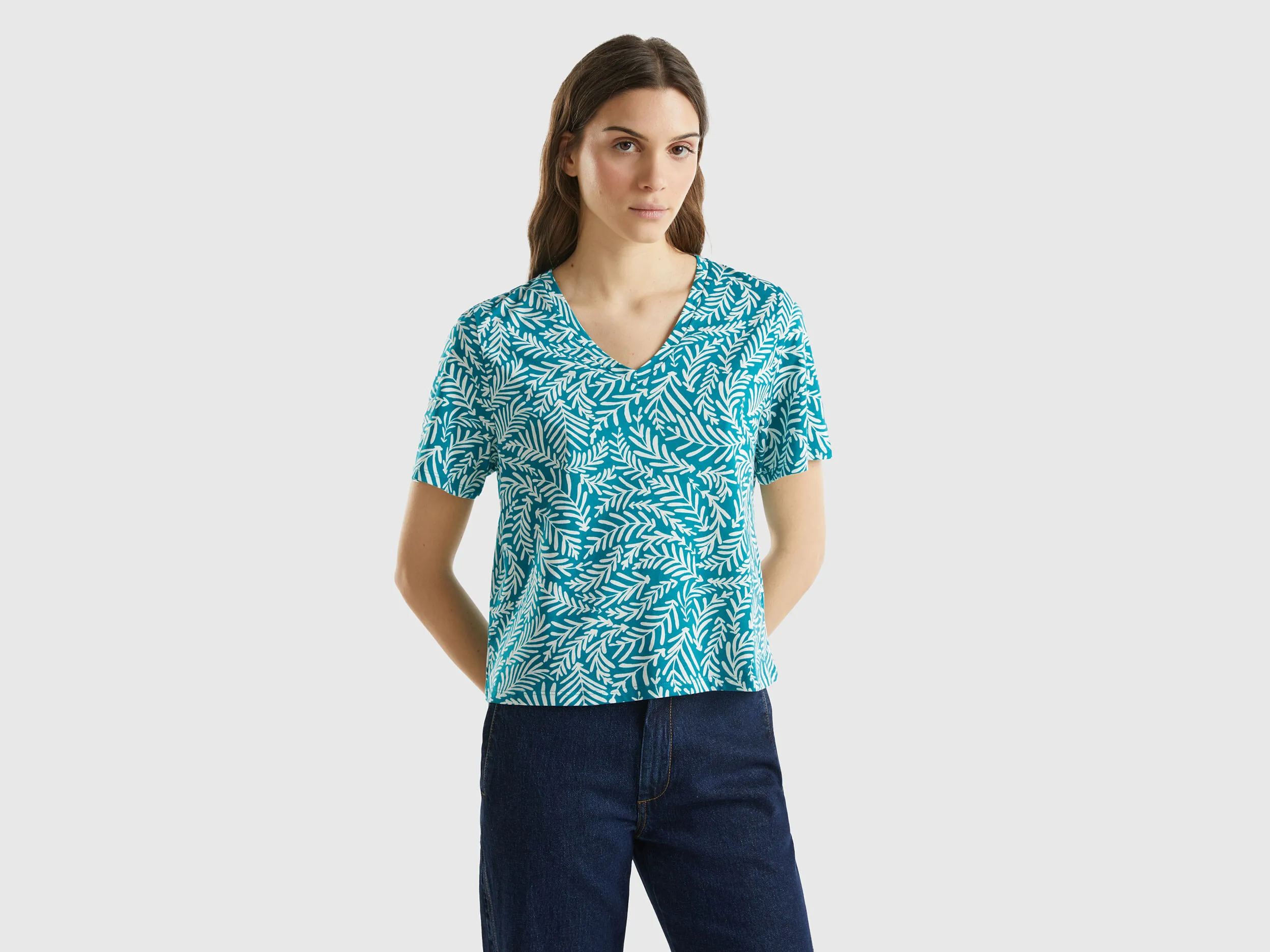 Camiseta estampada de algodón de fibra larga