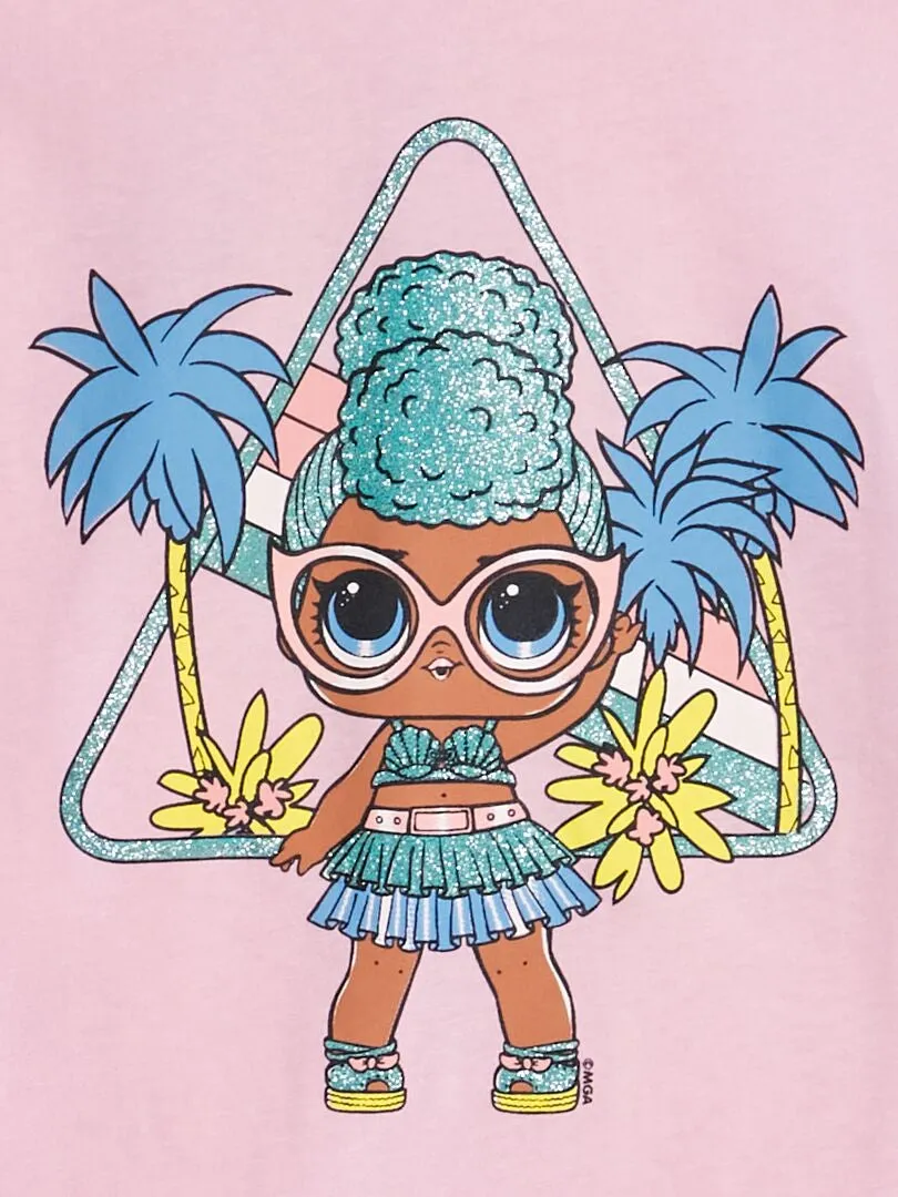 CAMISETA FANTASíA CON BRILLOS 'LOL'  ROSA