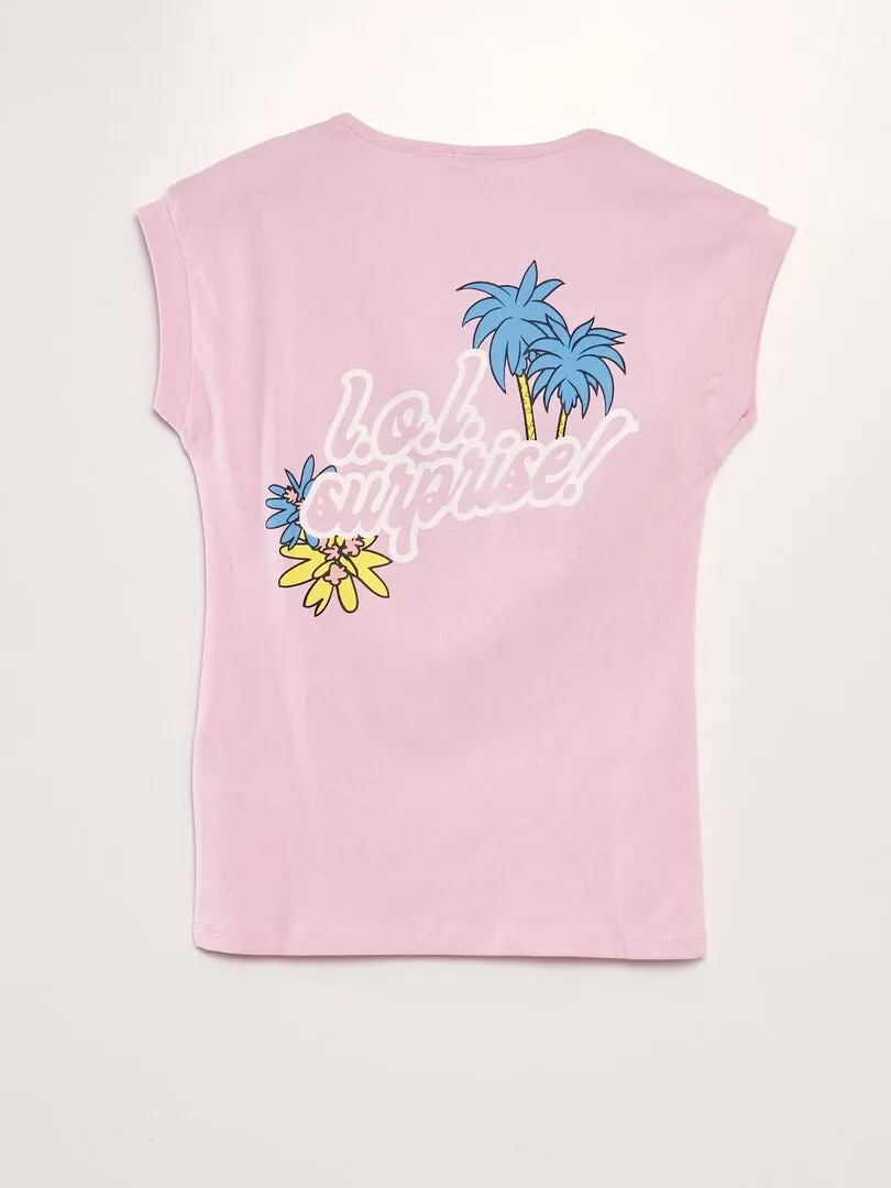 CAMISETA FANTASíA CON BRILLOS 'LOL'  ROSA