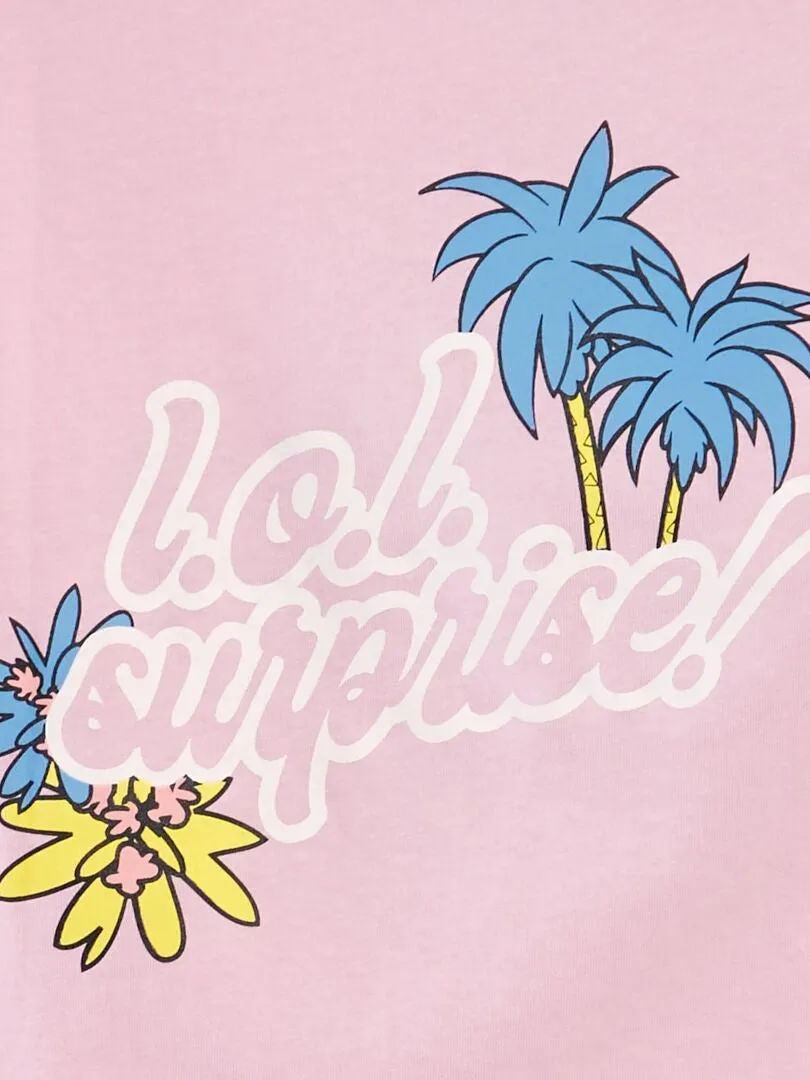 CAMISETA FANTASíA CON BRILLOS 'LOL'  ROSA