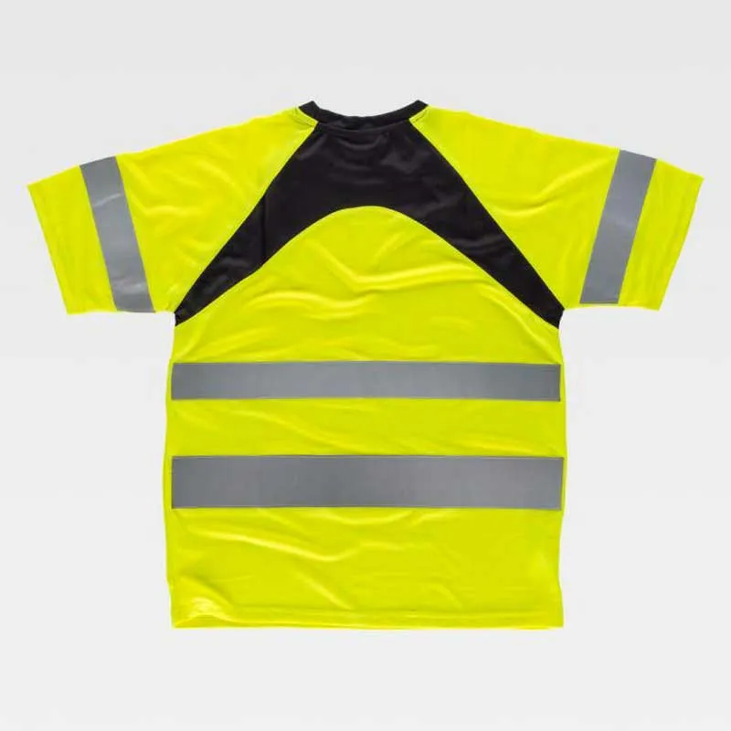 CAMISETA TRANSPIRABLE A.V. COMBINADA DETALLE NEGRO  WORKTEAM