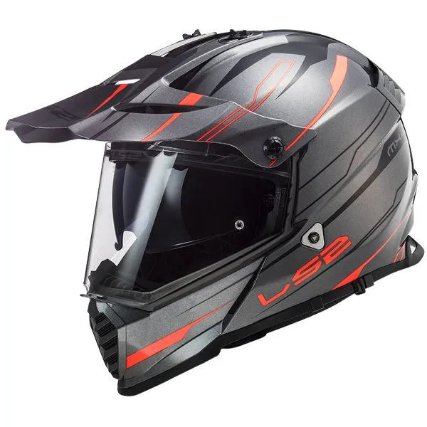 Casco LS2 Pioneer Evo Knight Titanium Orange MX436 