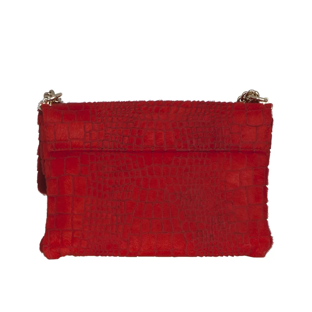 CH Bolso Piel Pelo Rojo Grabado Croc