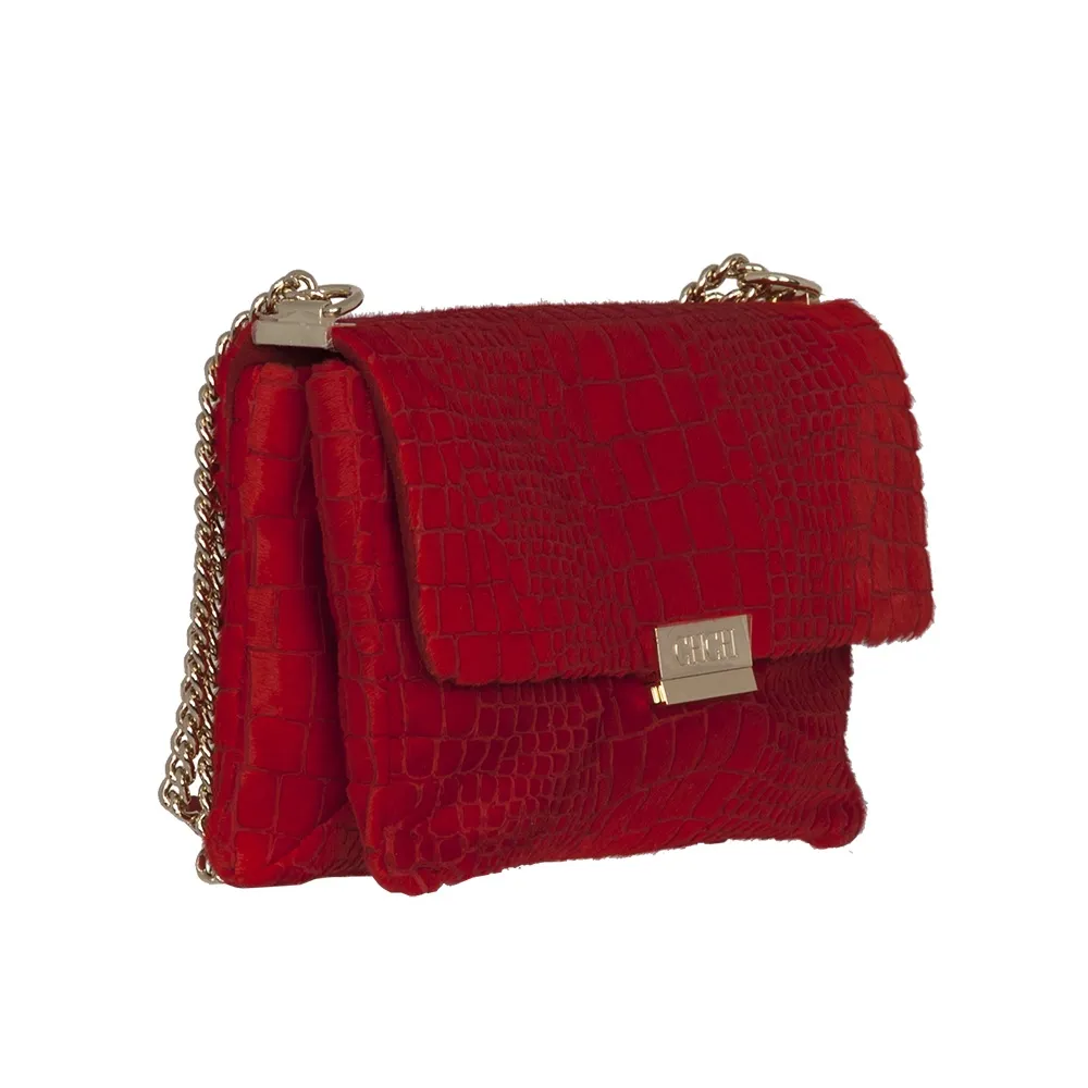 CH Bolso Piel Pelo Rojo Grabado Croc