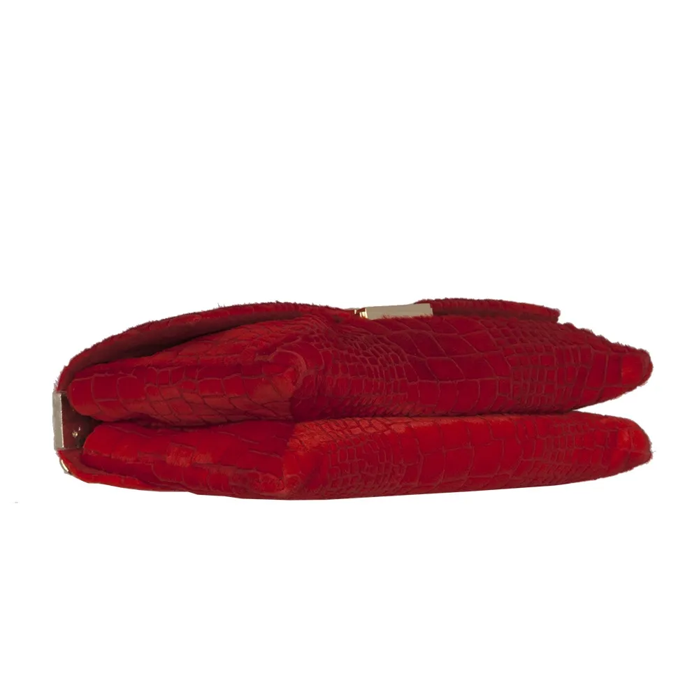 CH Bolso Piel Pelo Rojo Grabado Croc