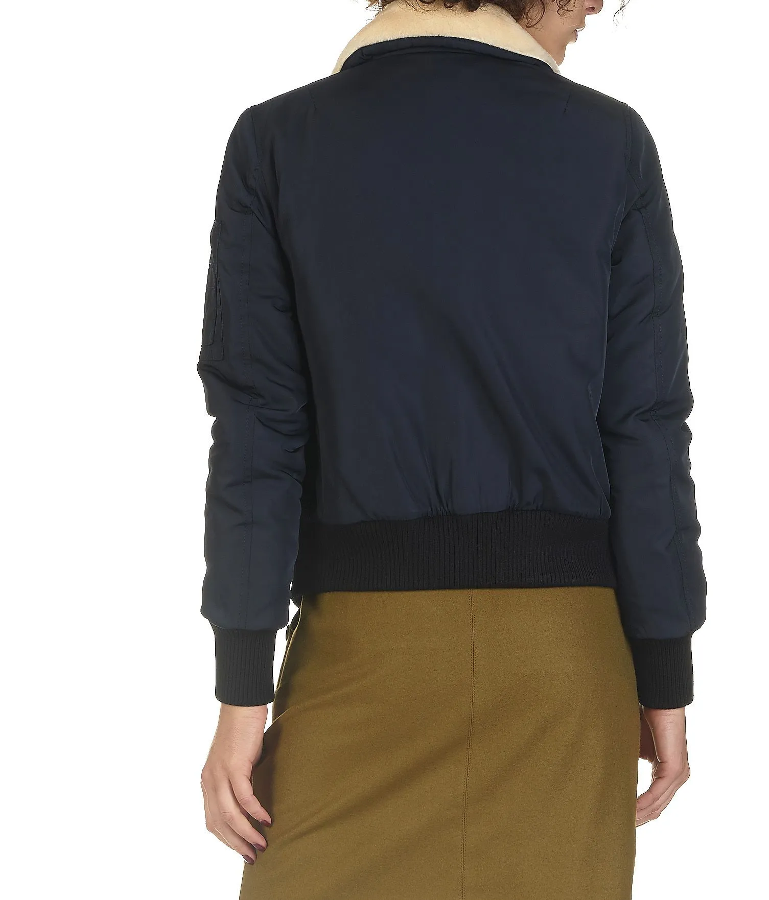 Chaqueta bomber con cuello en azul