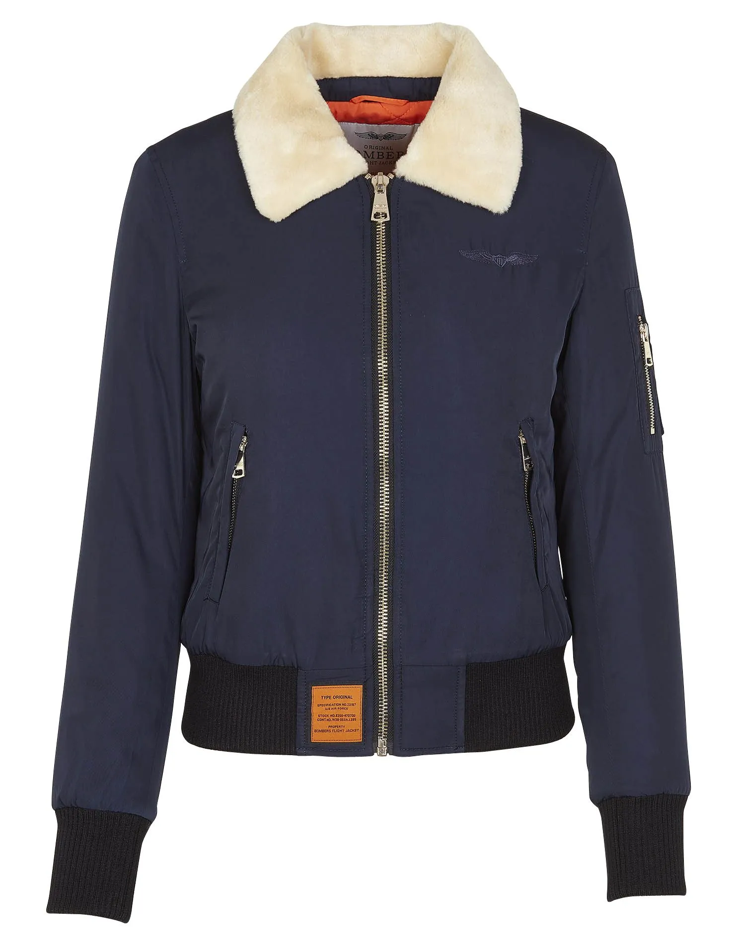 Chaqueta bomber con cuello en azul