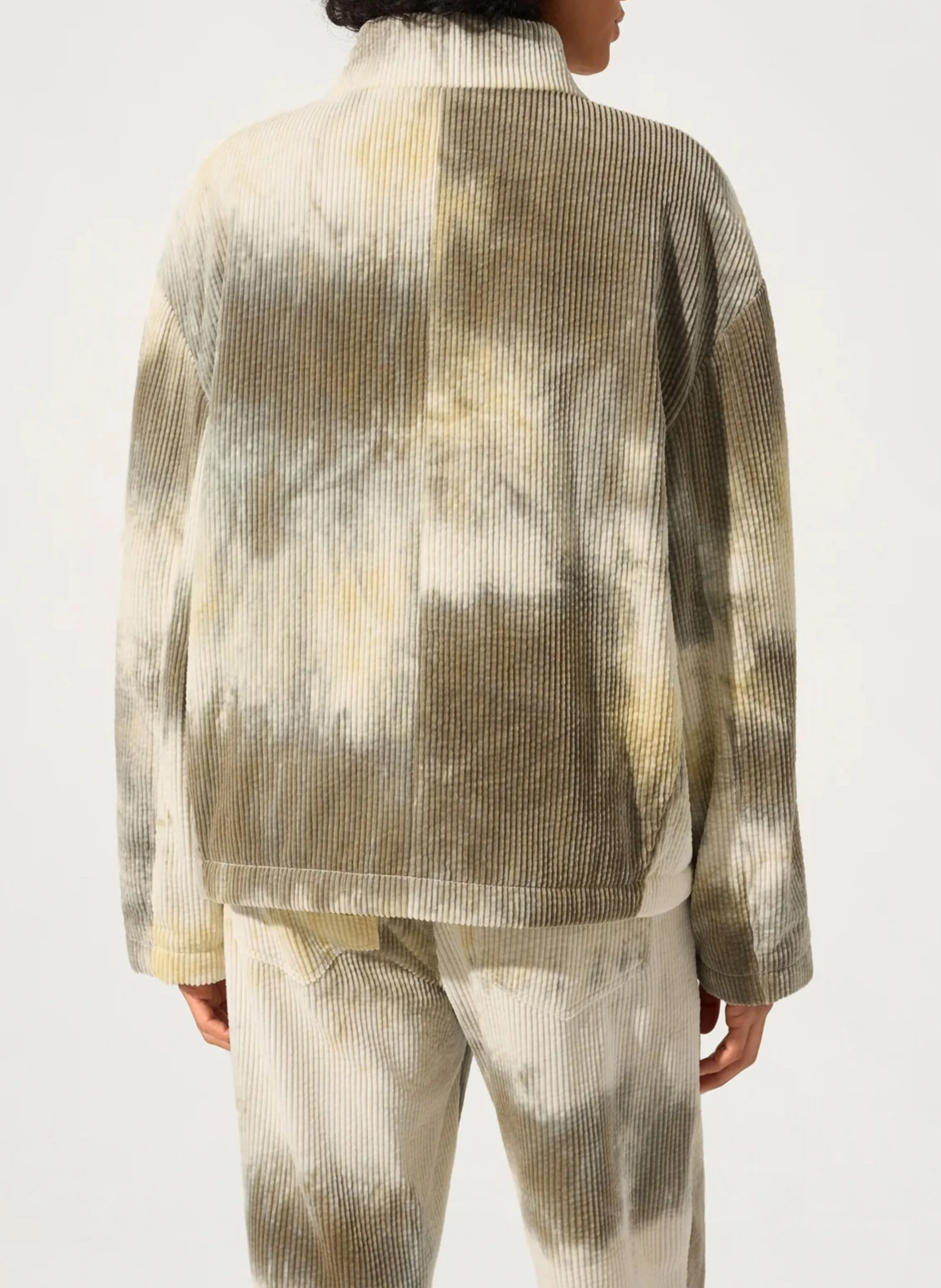 Chaqueta de cuello alto amplio de algodón estampado en gris