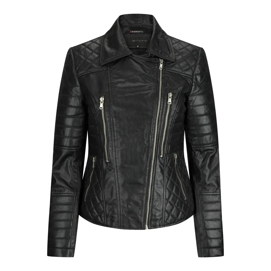 Chaqueta negra de Rock Biker Rock de cuero para mujeres