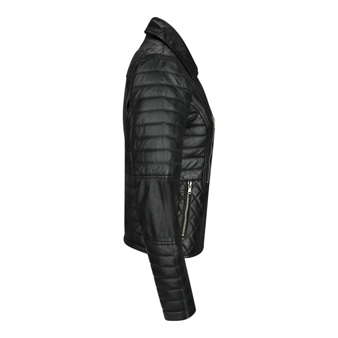 Chaqueta negra de Rock Biker Rock de cuero para mujeres