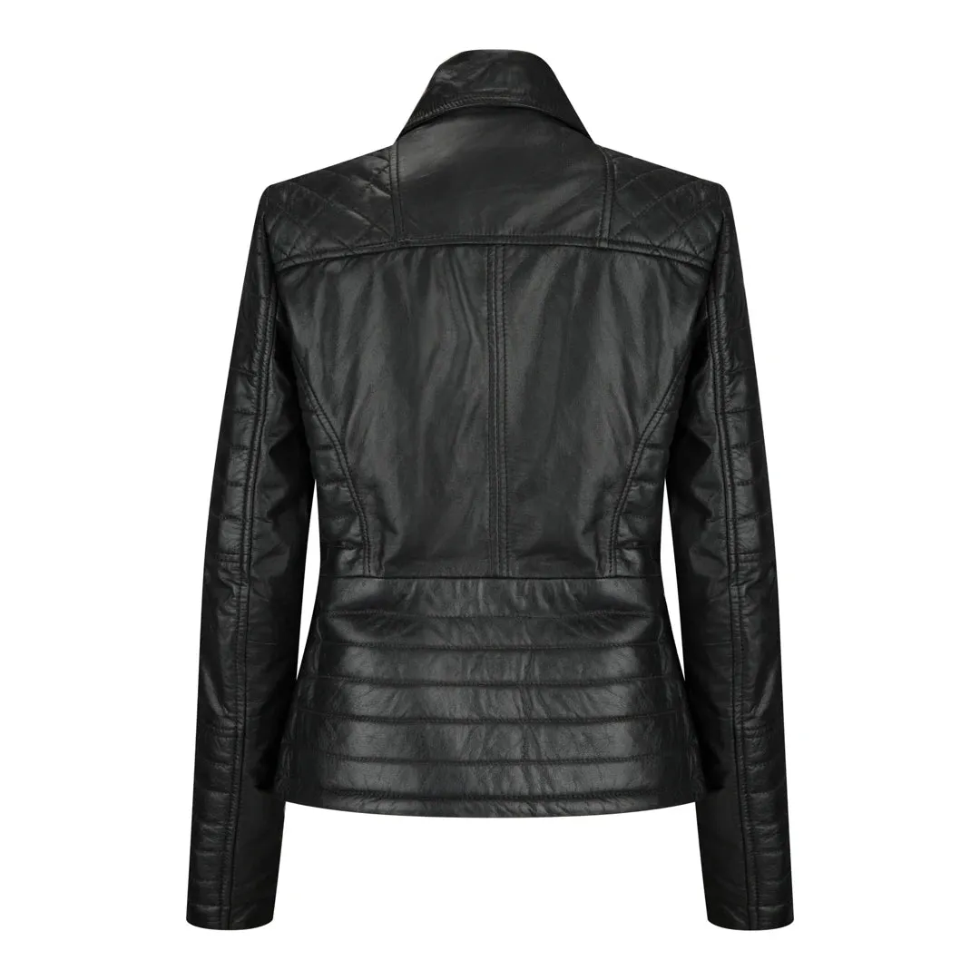 Chaqueta negra de Rock Biker Rock de cuero para mujeres