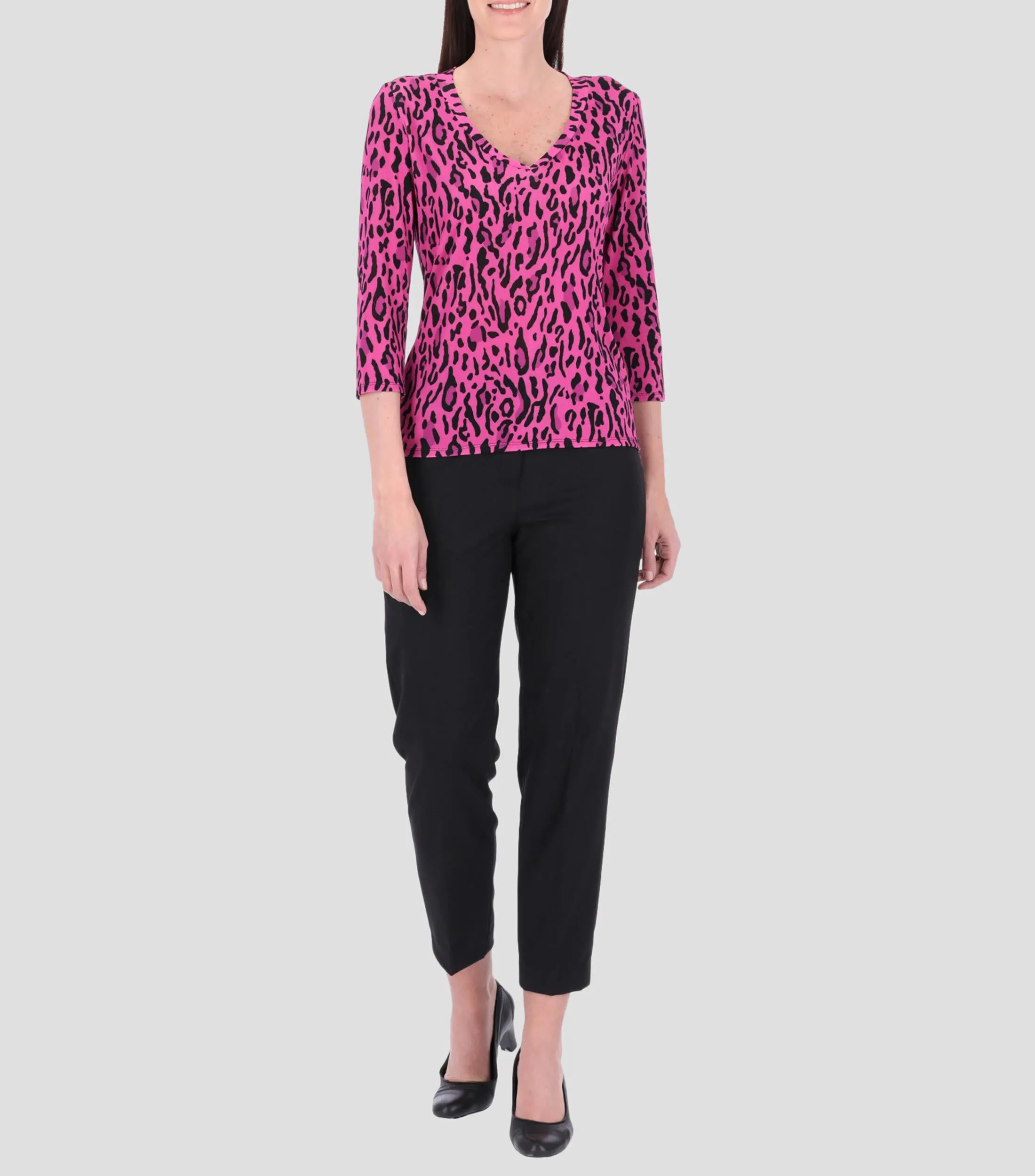 Charme Blusa animal print manga 3,4 Mujer
