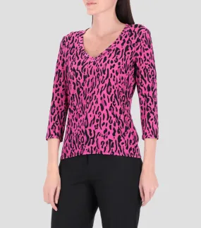Charme Blusa animal print manga 3,4 Mujer