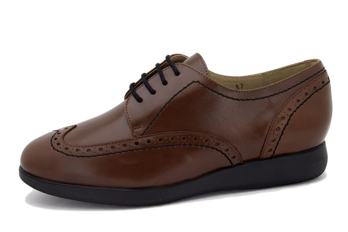 COFFEE LEATHER LACEUP SHOE