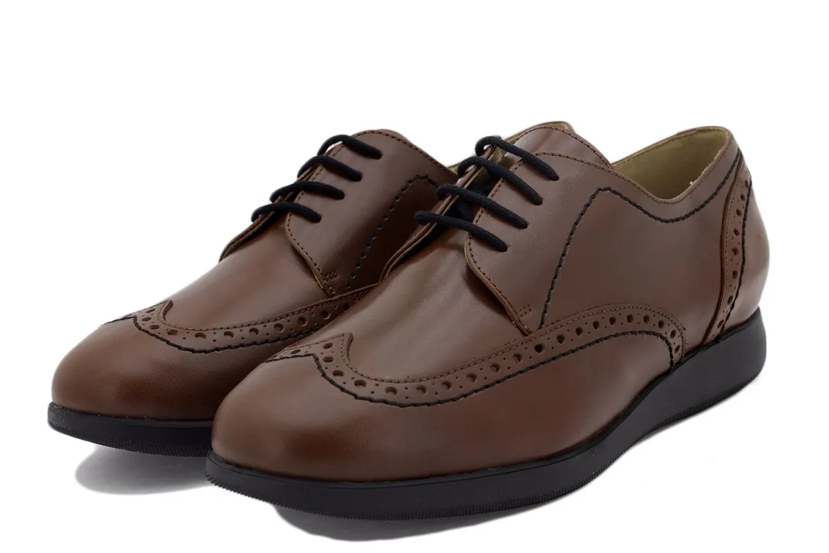 COFFEE LEATHER LACEUP SHOE