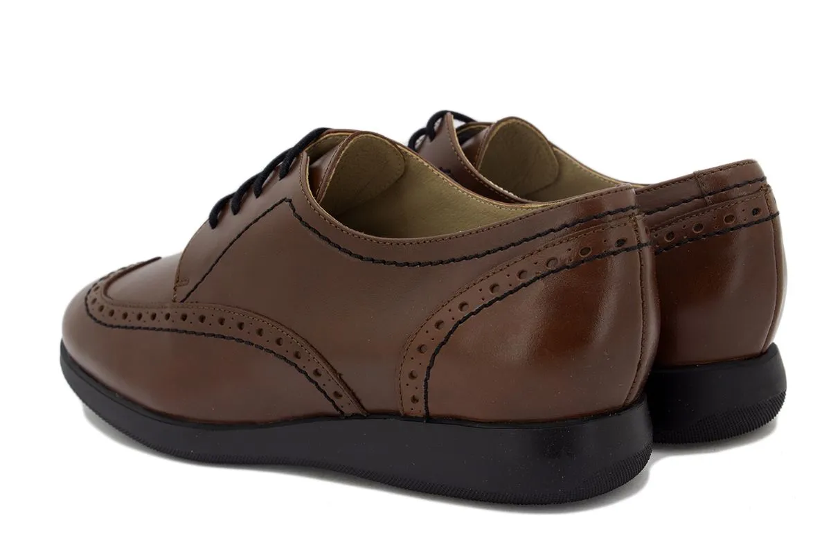 COFFEE LEATHER LACEUP SHOE