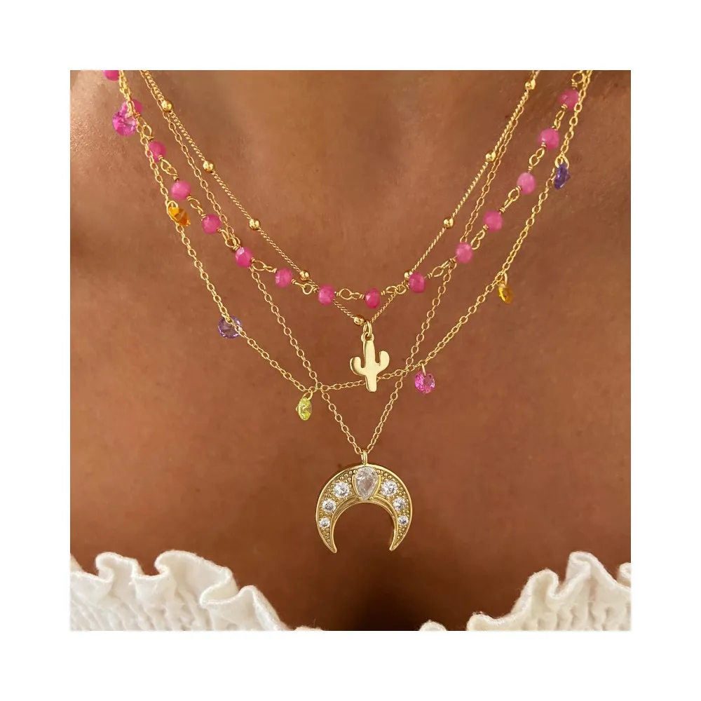 Collar Chantal Jade Fucsia Oro