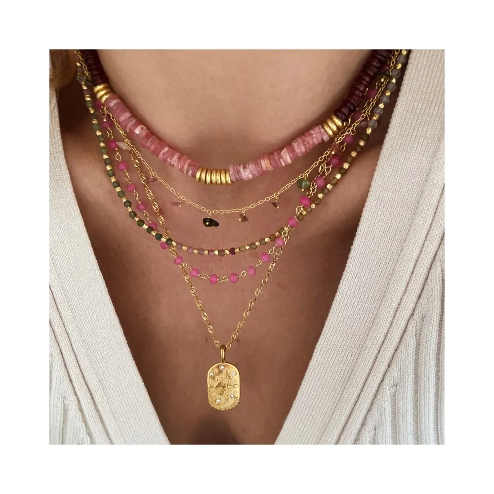 Collar Chantal Jade Fucsia Oro