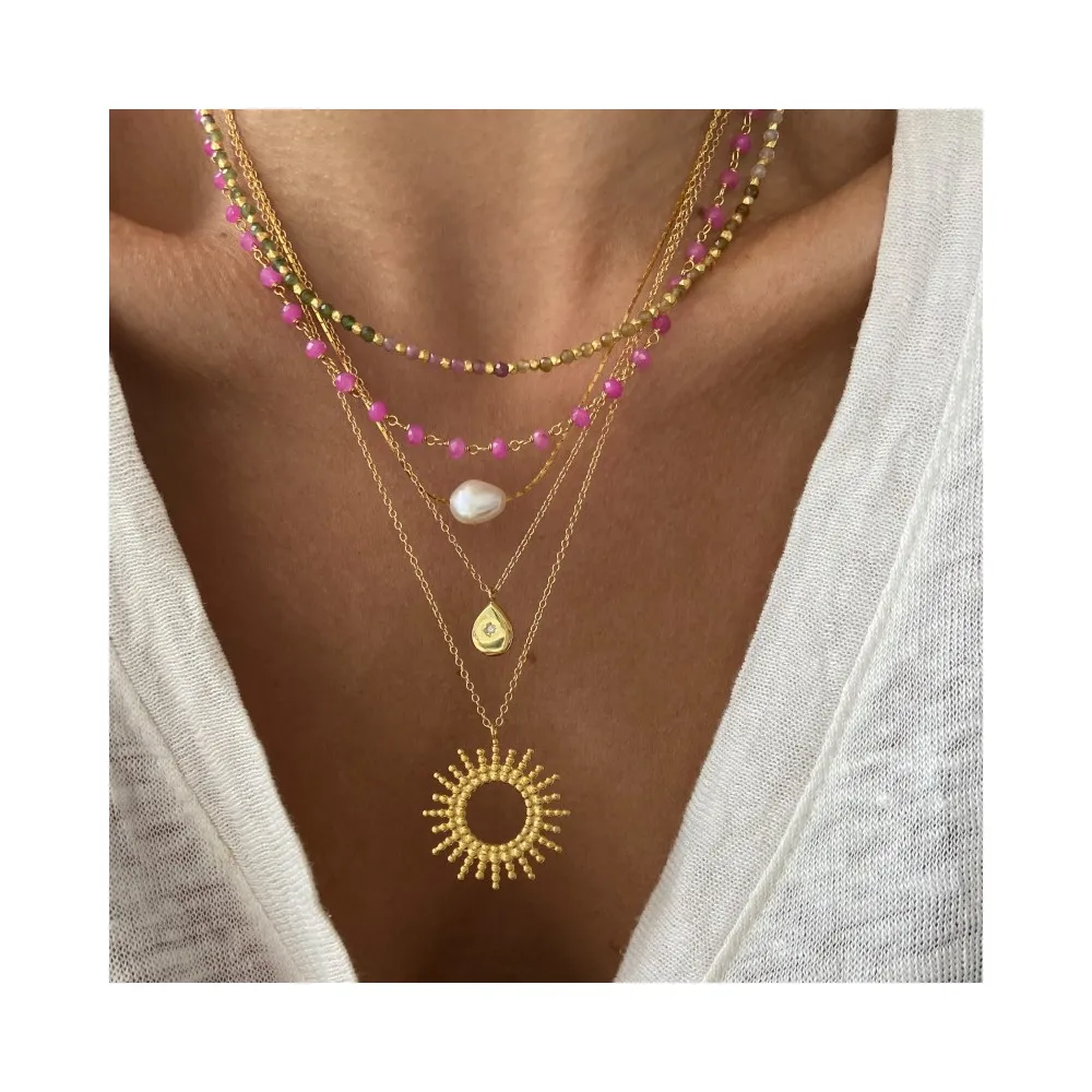 Collar Chantal Jade Fucsia Oro