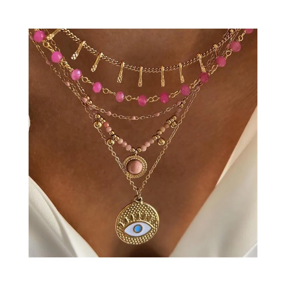 Collar Chantal Jade Fucsia Oro