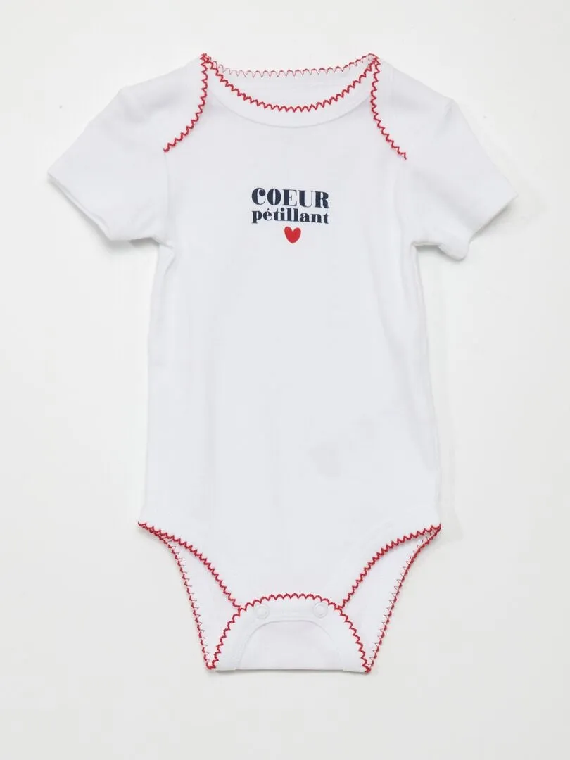 CONJUNTO DE PELELE + BODY + BABERO   3 PIEZAS  BLANCO