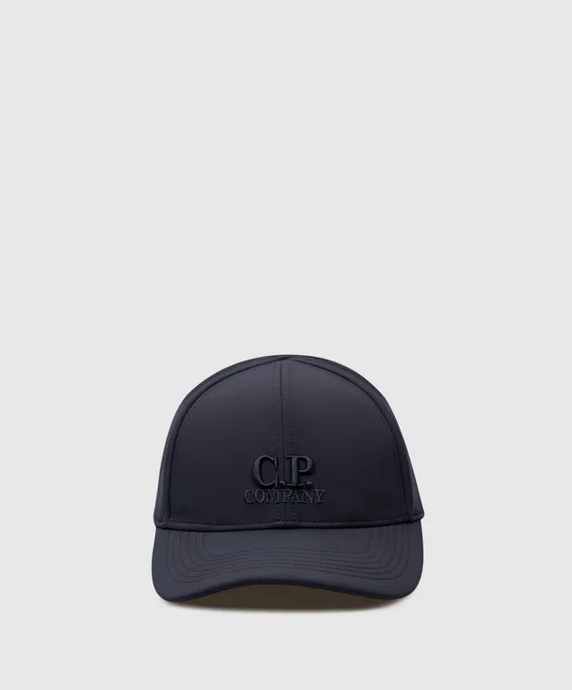 C.P. COMPANY BLUE SHELLR CAP WITH LOGO EMBROIDERY