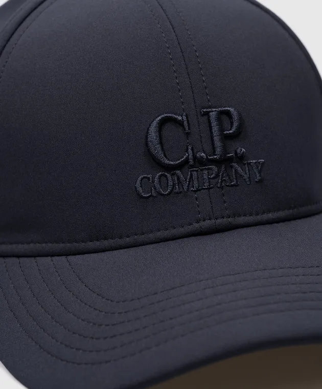 C.P. COMPANY BLUE SHELLR CAP WITH LOGO EMBROIDERY