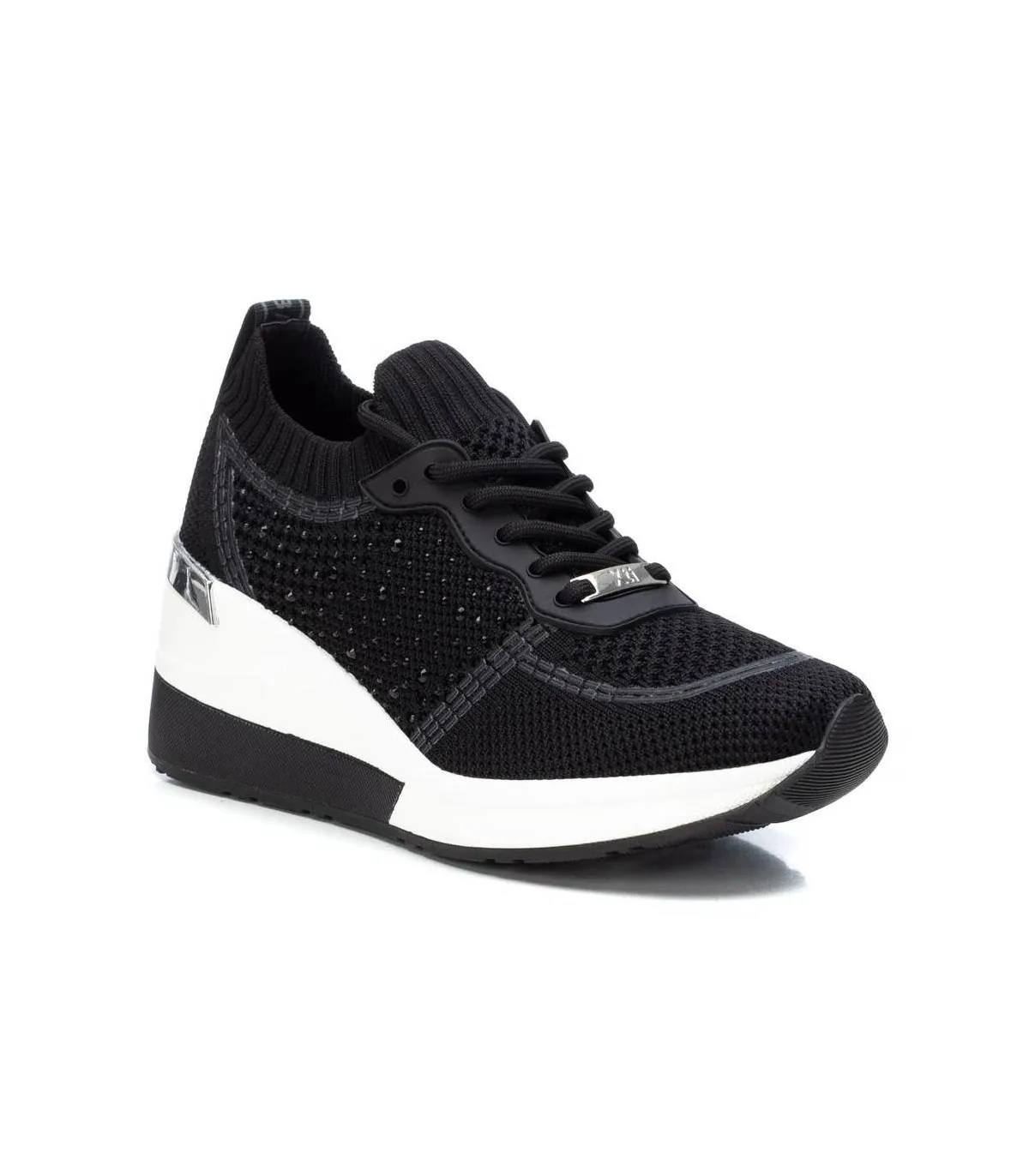 Deportivo negro de cuña para mujer