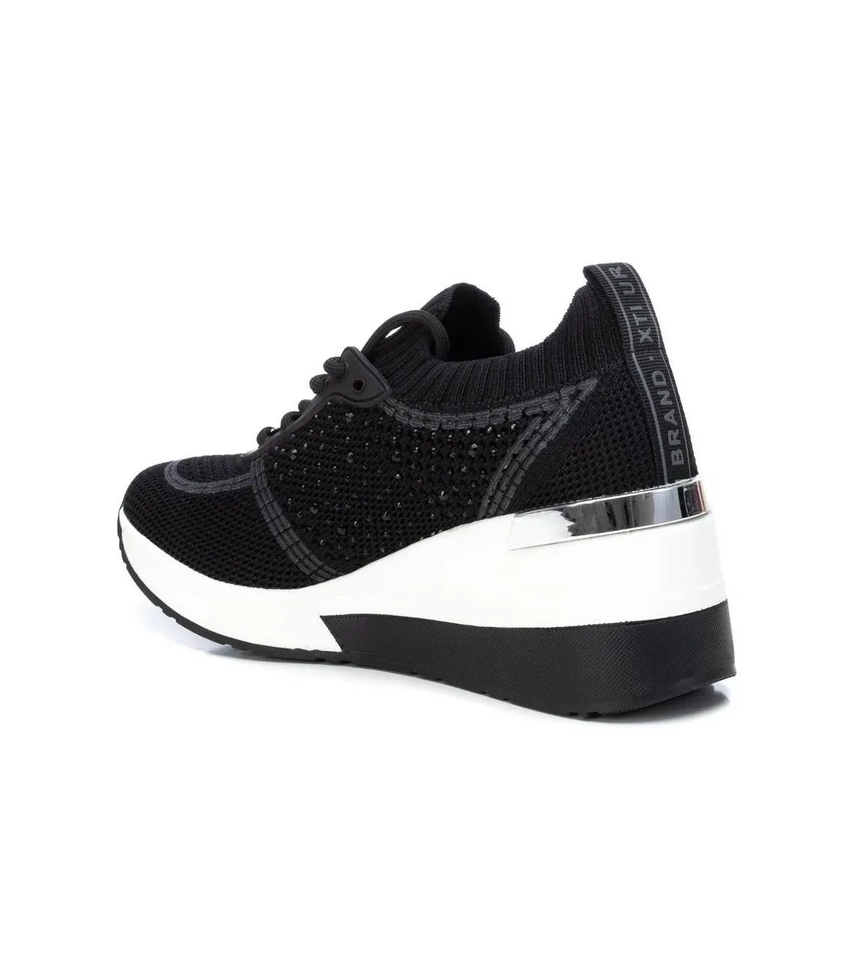 Deportivo negro de cuña para mujer