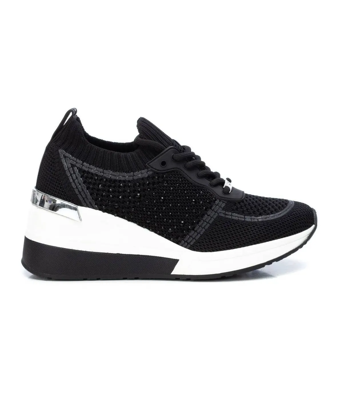 Deportivo negro de cuña para mujer