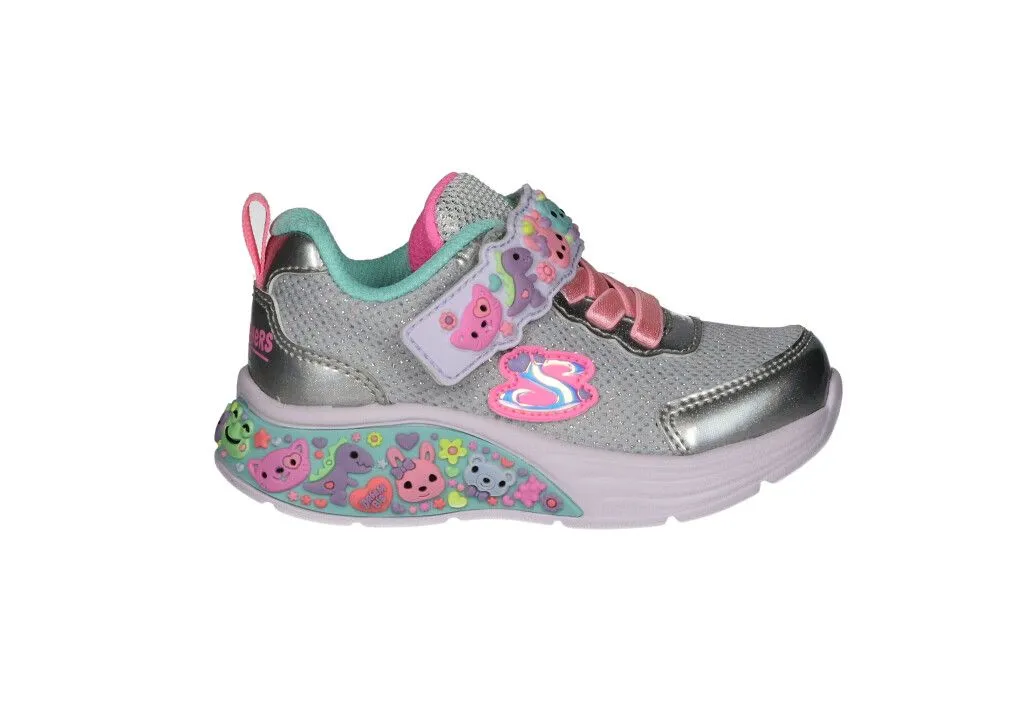 Deportivo Velcro Rejilla Plata Cordon Rosa Piso Talon y Velcro Animalitos
