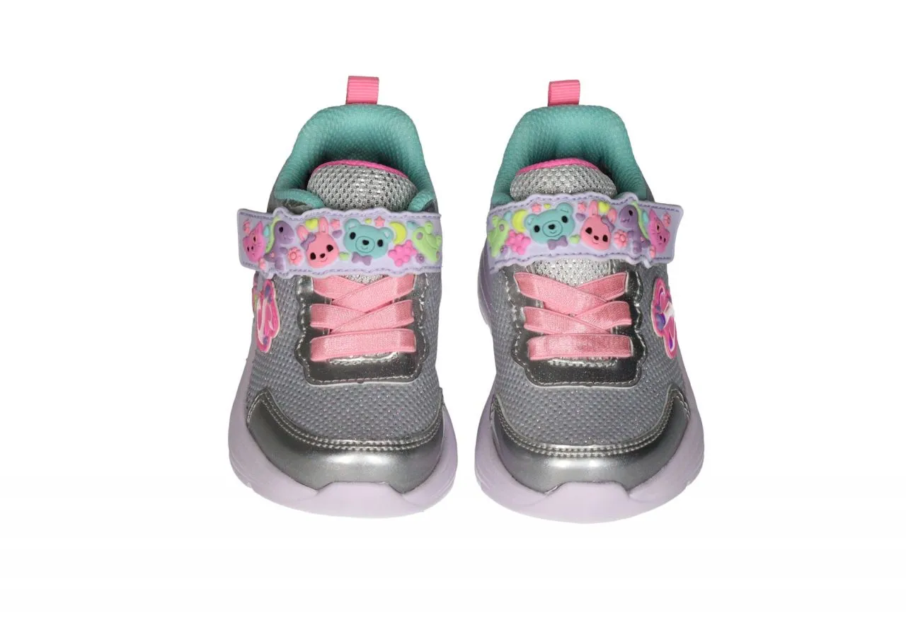 Deportivo Velcro Rejilla Plata Cordon Rosa Piso Talon y Velcro Animalitos