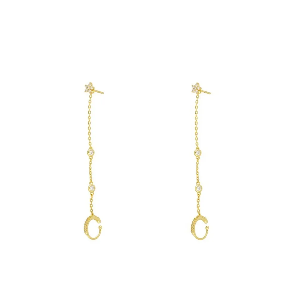 Ear Cuff Cadenita Circonitas Oro