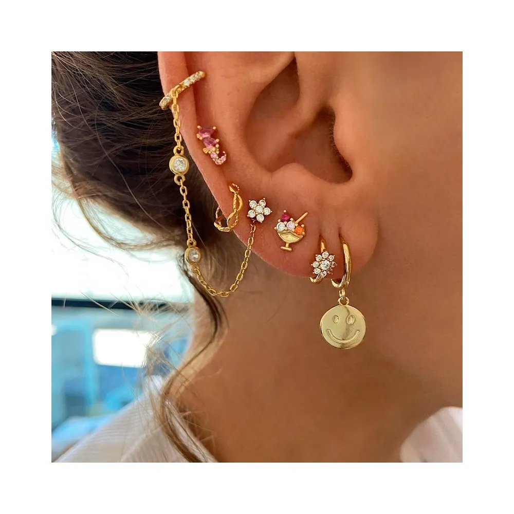 Ear Cuff Cadenita Circonitas Oro
