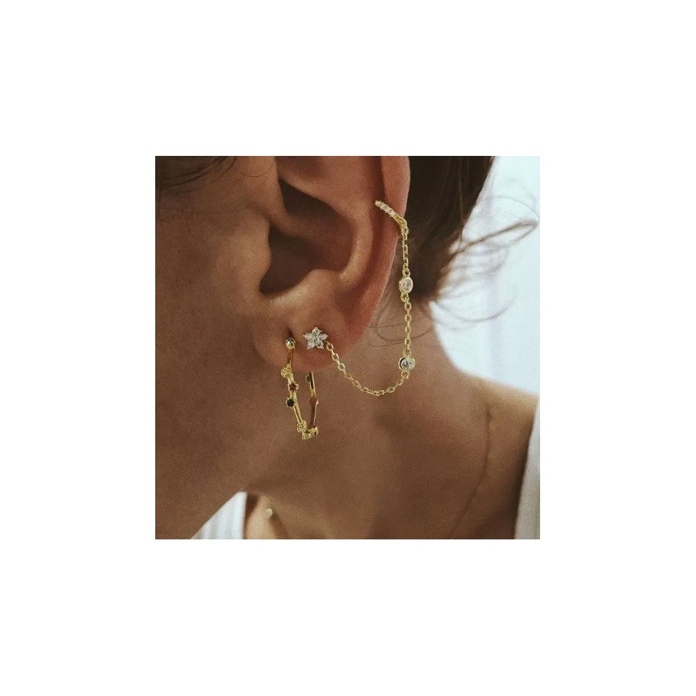 Ear Cuff Cadenita Circonitas Oro