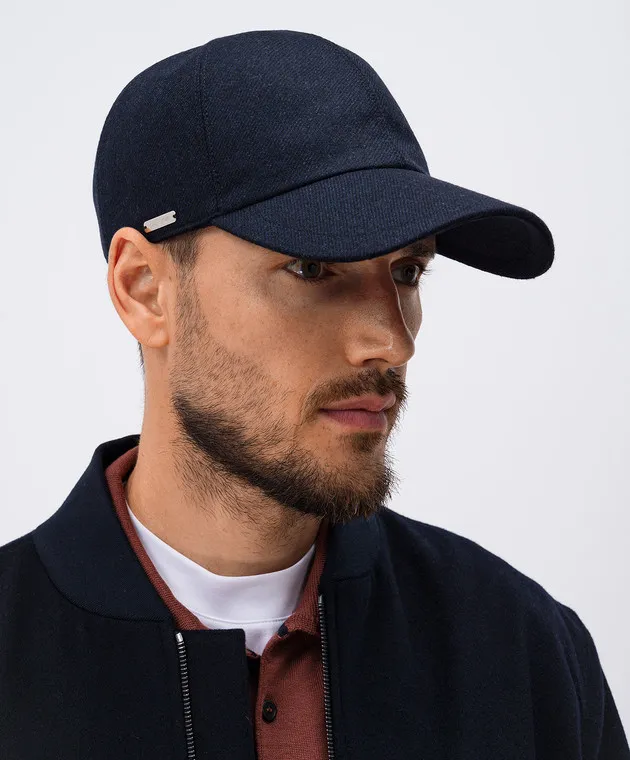 Enrico Mandelli Blue wool and cashmere cap
