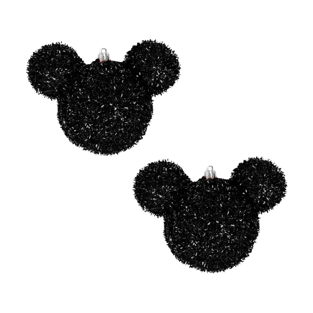 Esfera Navidea de Tinsel color Negro en Forma de Mickey Mouse