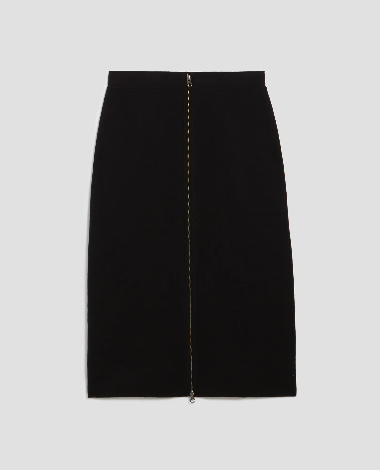 Falda midi con cremallera de lana merino black beauty