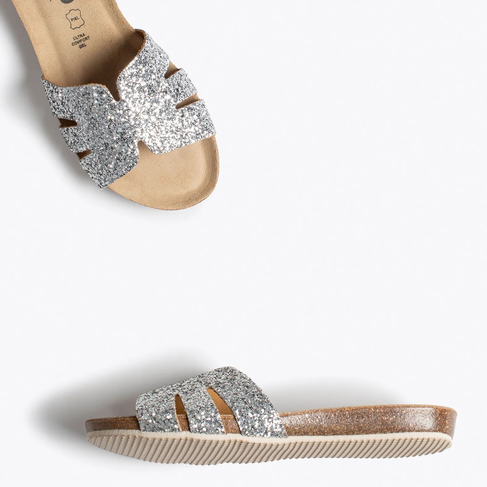 FASHION  PALAS PLATEADAS GLITTER DE MUJER BIO