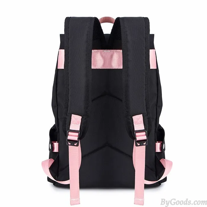 Fresh Cartoon Fluorescence Cat Drink Large Capacity Computer Backpack Flower Waterproof School Backpack