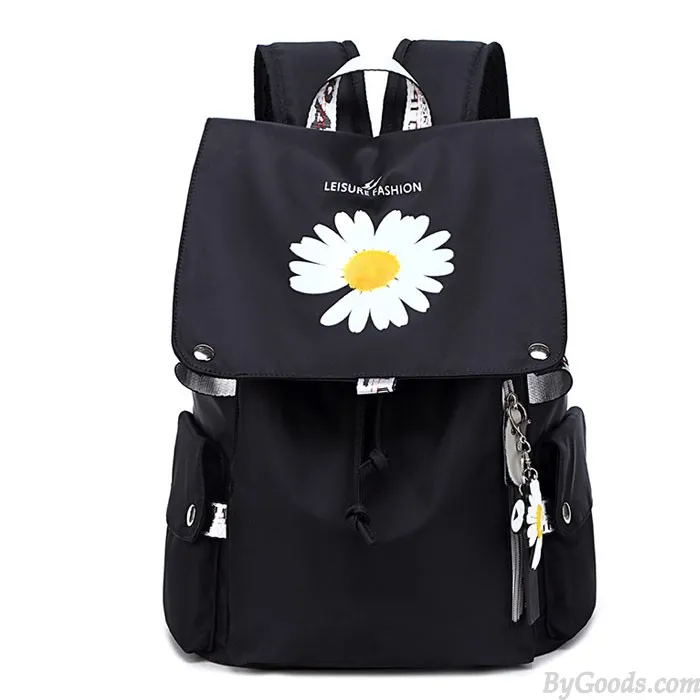 Fresh Cartoon Fluorescence Cat Drink Large Capacity Computer Backpack Flower Waterproof School Backpack