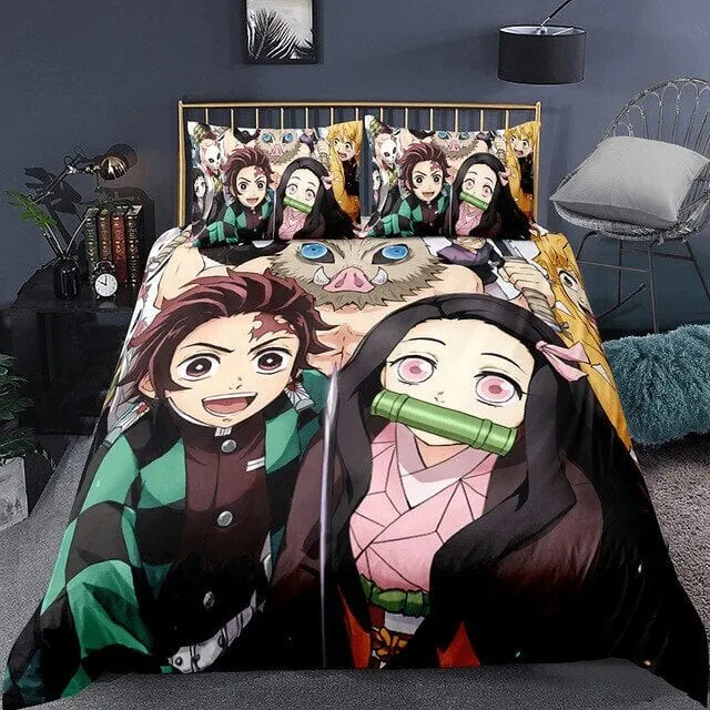 Funda Nórdica Demon Slayer Tanjirô y Nezuko Inosuke