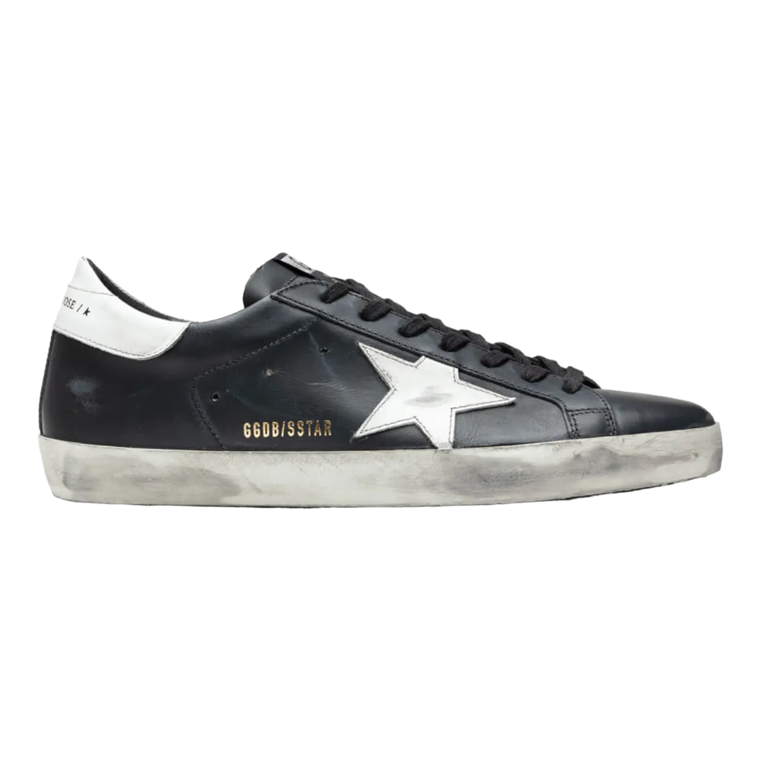 GOLDEN GOOSE SUPERSTAR BLACK LEATHER WHITE STAR MEN GMF00101.F000321.80203