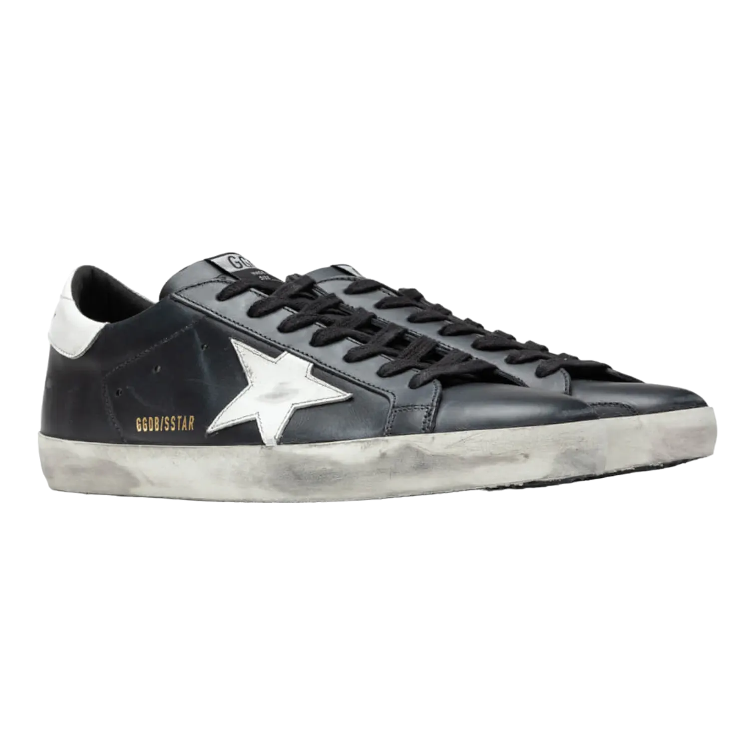 GOLDEN GOOSE SUPERSTAR BLACK LEATHER WHITE STAR MEN GMF00101.F000321.80203